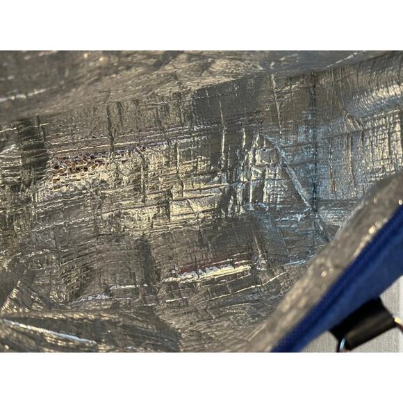 Blue Insulated Lunch Tote Bag with Black Handles Portable Cooler Work School - Picture 5 of 8